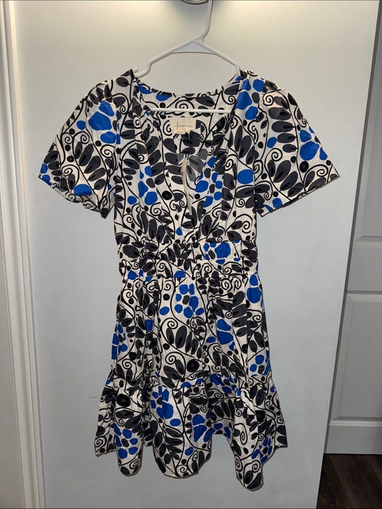 Anthropologie Dresses & Skirts - Anthropologie White Dress with Blue and Black Floral Print